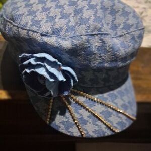 Stylish Blue Houndstooth Women's Hat